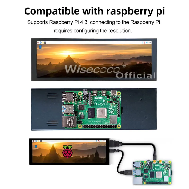 Wisecoco 7.84 Cal 400x1280 Monitor dodatkowy Mini przenośny Monitor pomocniczy wyświetlacz pomocniczy Aida64 do monitorowania procesowego CPU GPU SSD