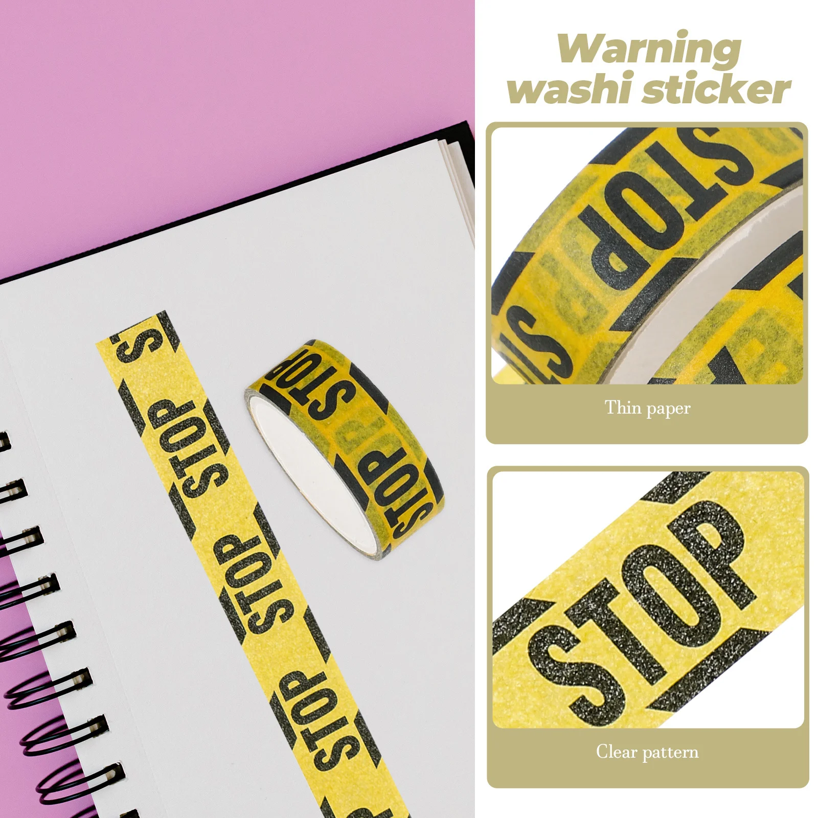 

16 Rolls Warning Washi Sticker Tape Decorative for Scrapbooking DIY Crafts Gift Wrapping Holiday Party Supplies