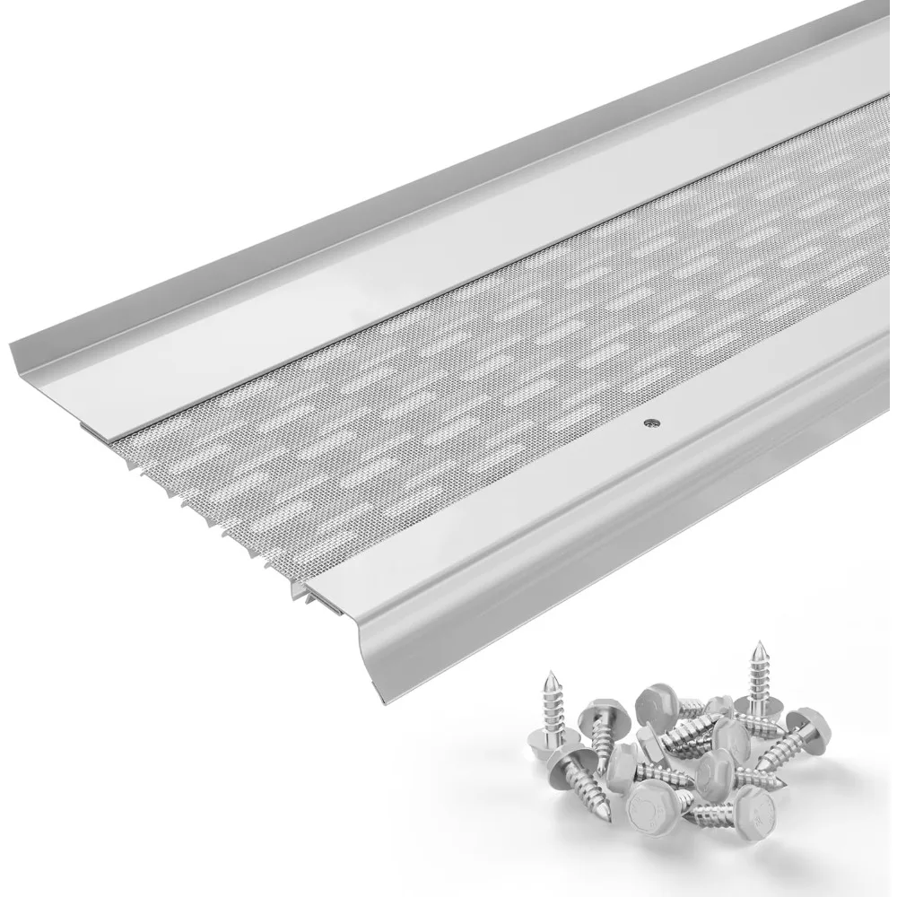 6 inch Gutter Guards Leaf Protection, 100 Feet White, Stainless Steel Mesh, Aluminum Gutter Covers,‎60 x 5 x 0.01 inches