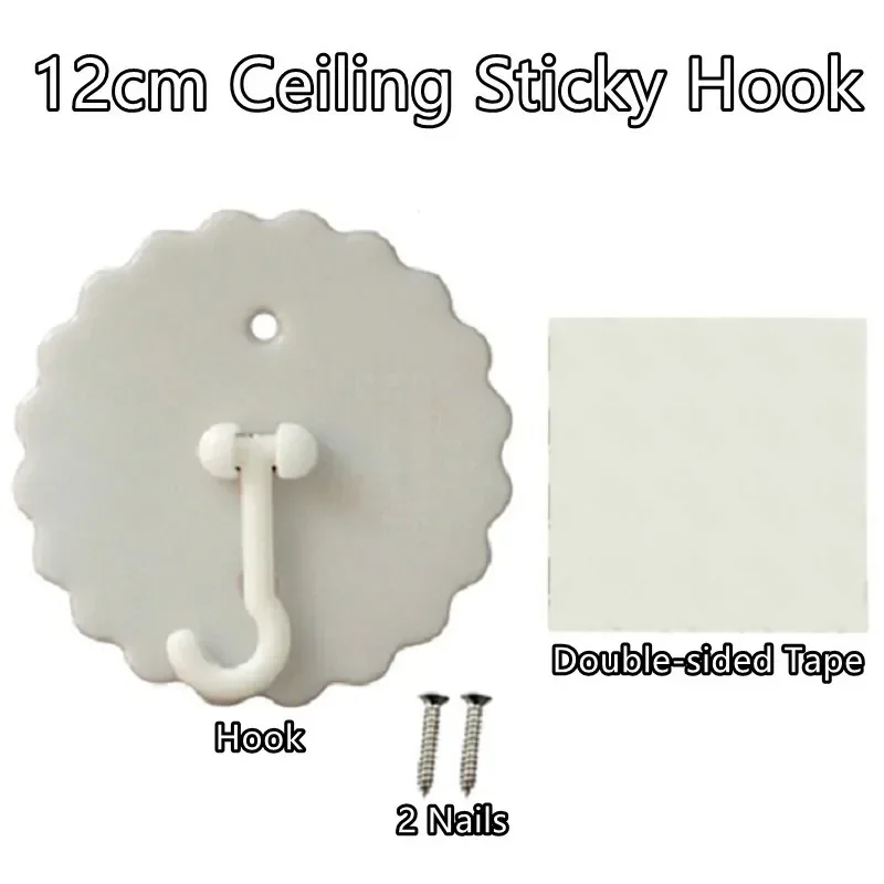 12cm Ceiling Sticky Hook, Mosquito net Hanger Accessories, Dual Function Sticky and Screw Hook, Nail Suckers, Sunction Cup Hooks