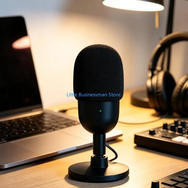 Aufsteckbare Mikrofon-Schaumstoffabdeckung für Seiren V3Mini, schwarze Windschutzscheibenhülle für Aufnahmen M76A – Detail 10