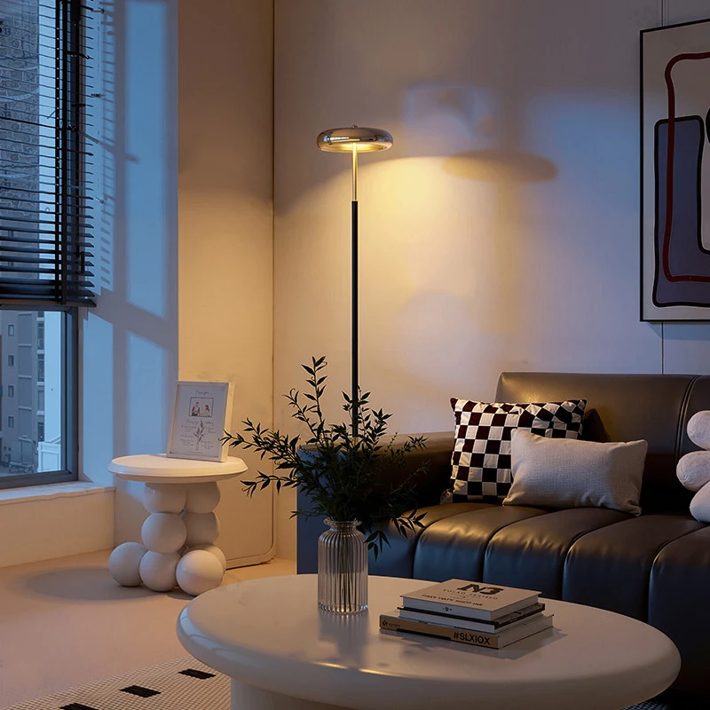 Modern minimalist LED floor lamp, living room, bedroom, study, Nordic Ins style creative remote control dimming vertical lamp