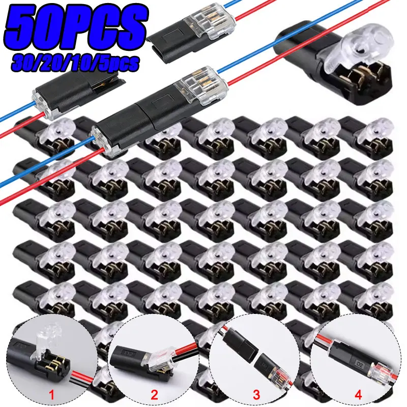 50/5pcs Wire Plug-in Connector with Locking Buckle Pluggable LED Wire Connector 1/2/3 Pin 1/2/3 Way Universal Compact Wire