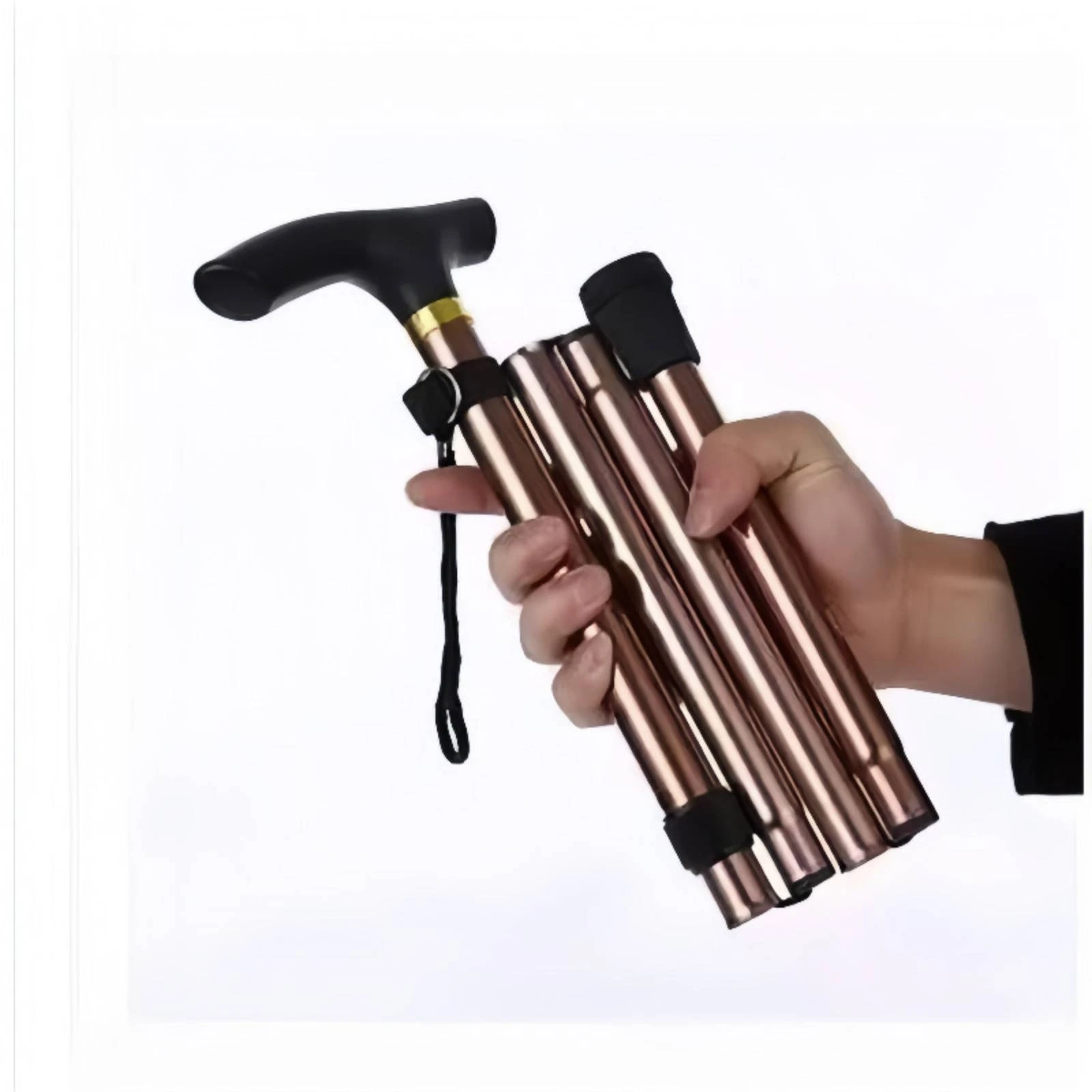 Folding Cane with T-Handle Ergonomic Folding Trekking Pole Hiking Pole with Rubber Tip Lightweight Outdoor Gear Sturdy
