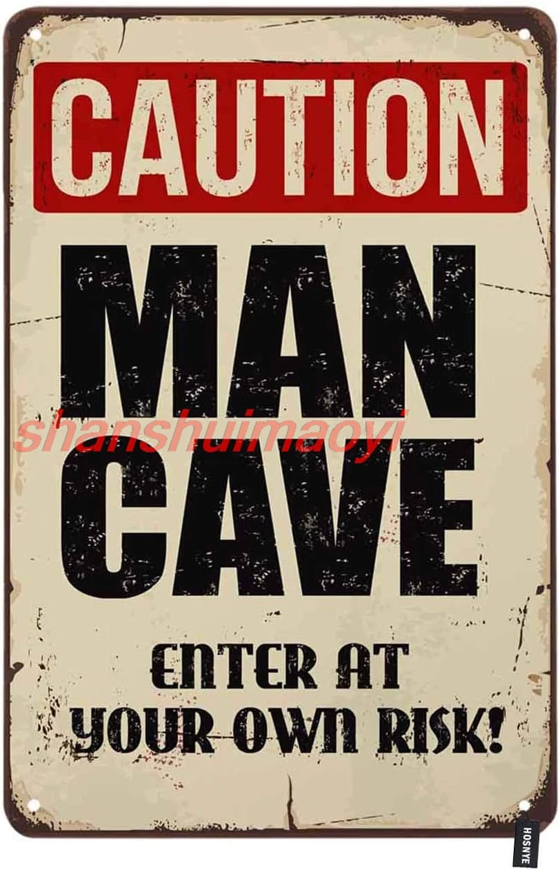 HOSNYE Обережное мужское пещера жестяная вывеска в стиле ретро с буквой Enter at Your Own Risk винтажные металлические жестяные вывески для мужчин и женщин настенные ADS