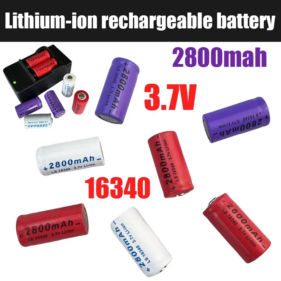 2024 New Rechargeable Lithium Ion Battery CR123A RCR 123 ICR 16340 Battery 3.7V 2800mAh L70 Plus Charger