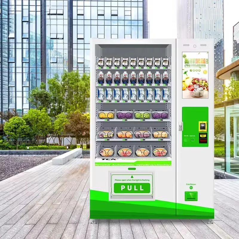 2025 Factory Price Fresh Fruit And Vegetable Vending Machine For Sale LED Light Green Vending Machine Export Malaysia Elevator