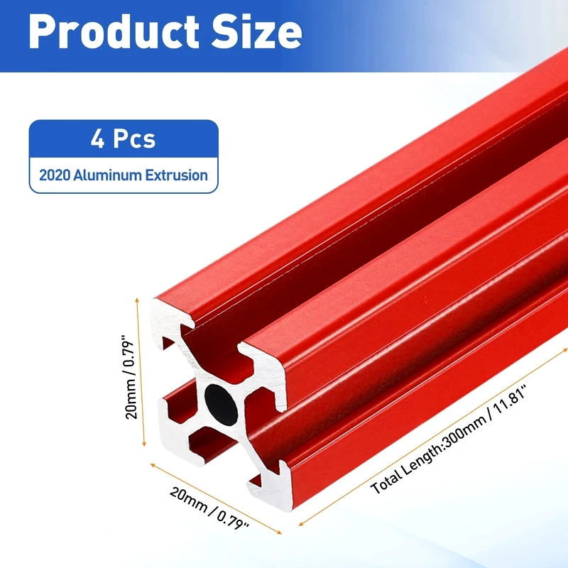 2020 Aluminum Extrusion Profile 100-450mm Anodized Linear Rail for 3D Printer CNC Guide 2/4Pc European Standard