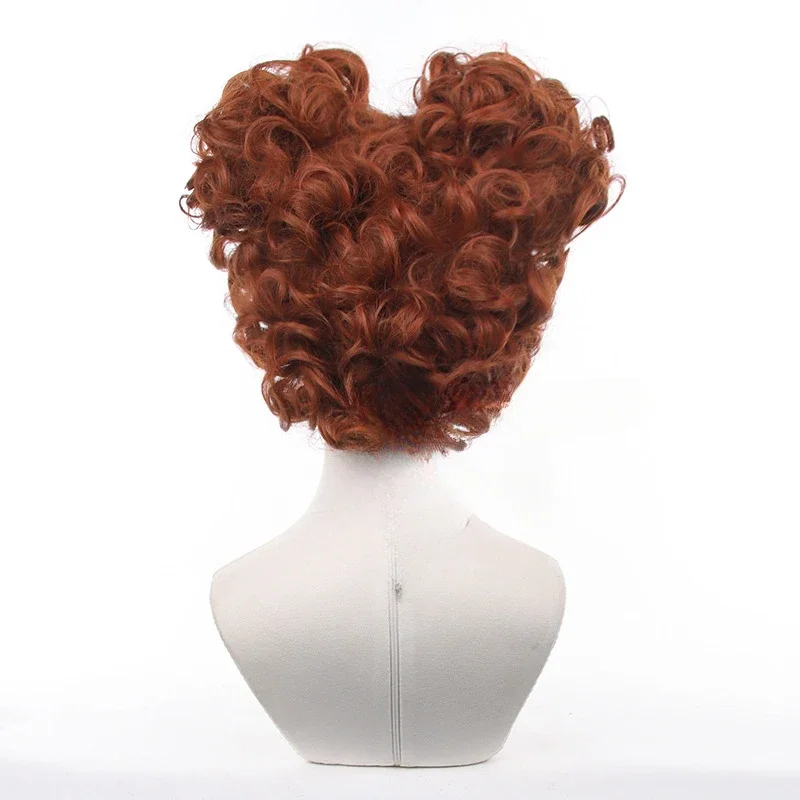 Hocus-peluca Pocus 2 Winifred Sanderson para mujer, pelo corto y rizado de cobre con forma de corazón rojo, disfraz de bruja de Halloween, juego de rol