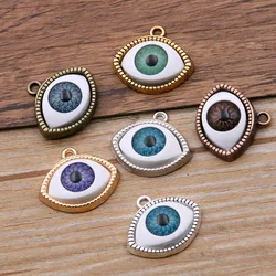 Vintage Double Eyes Liga de Zinco Encantos, DIY Pulseira e Colar, Metal Jóias Acessórios, Novo Produto, 6 Cores, 19x22mm, 10Pcs