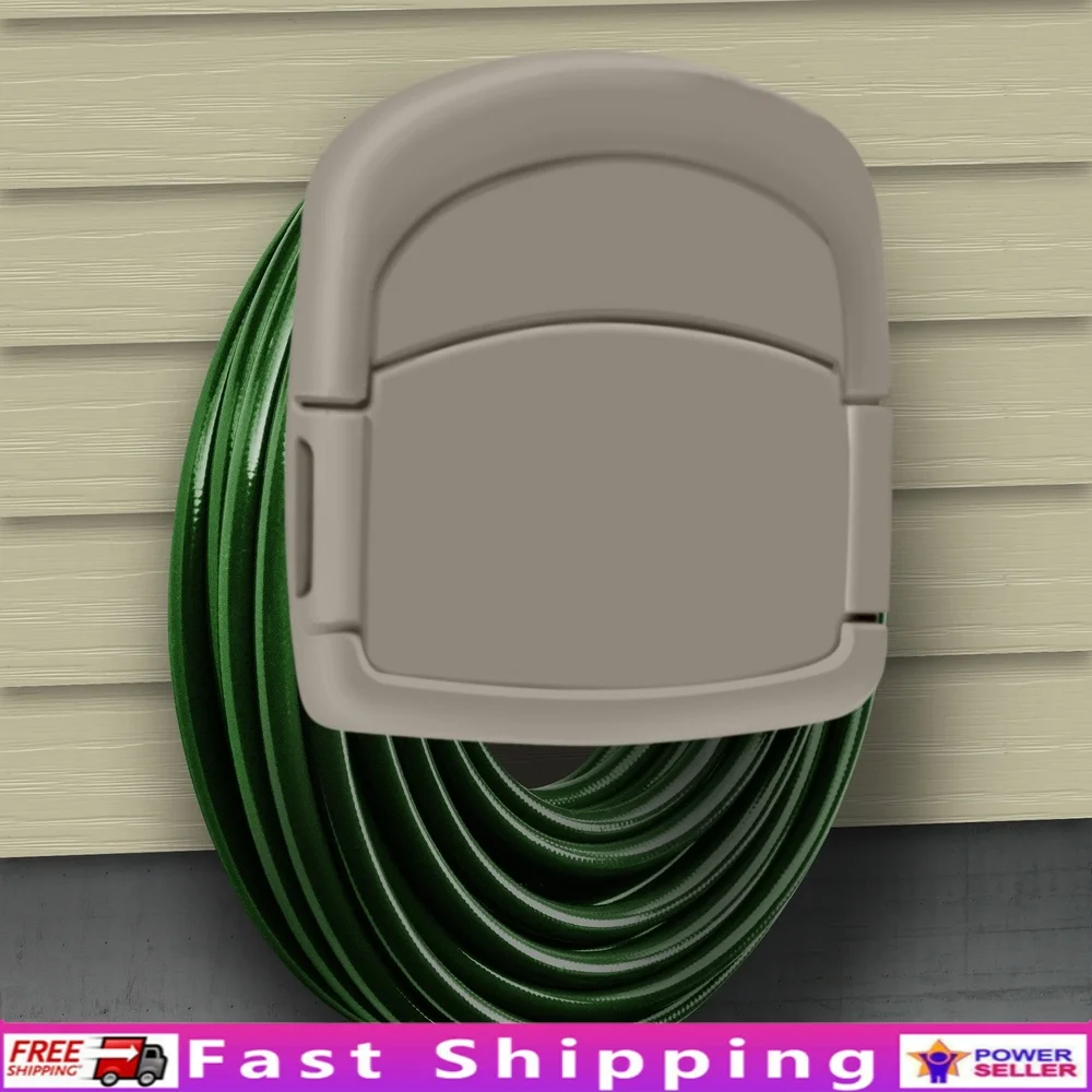 

Wall Mounted Heavy Duty Garden Hose Holder 150ft Storage Organizer Outdoor Use Easy Access Durable Plastic Kink-Free Design