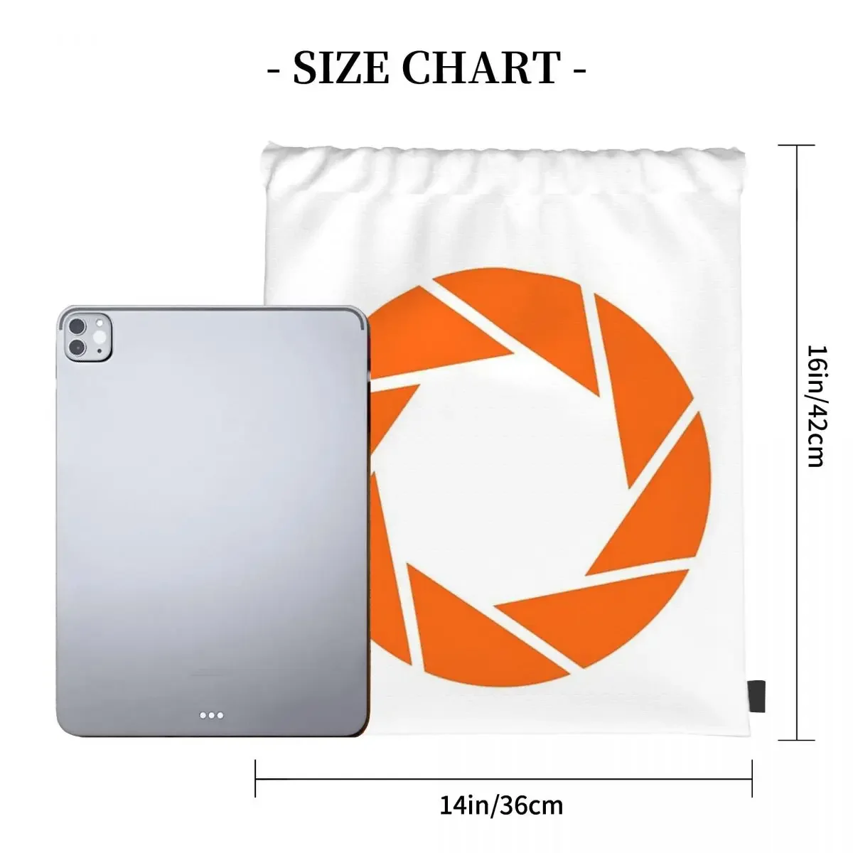 Aperture Science (Orange) Logo Backpacks Portable Drawstring Bags Drawstring Bundle Pocket Sundries Bag BookBag For Man Woman