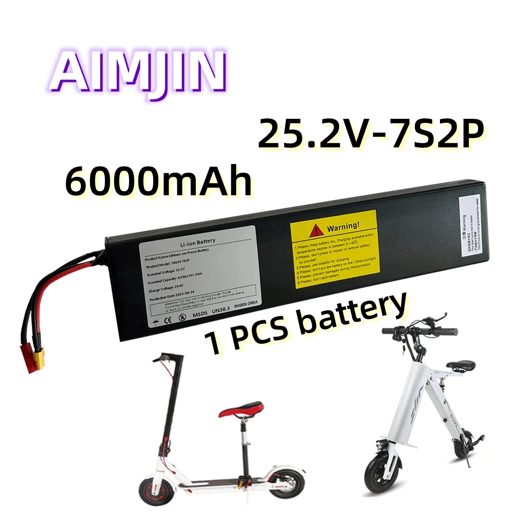 

25.2V 6000mAh 7S2P 18650 Li-ion Rechargeable Battery Pack whit 29.4V 2A Charger,Suitable For Electric Bicycle Balancing Scooter