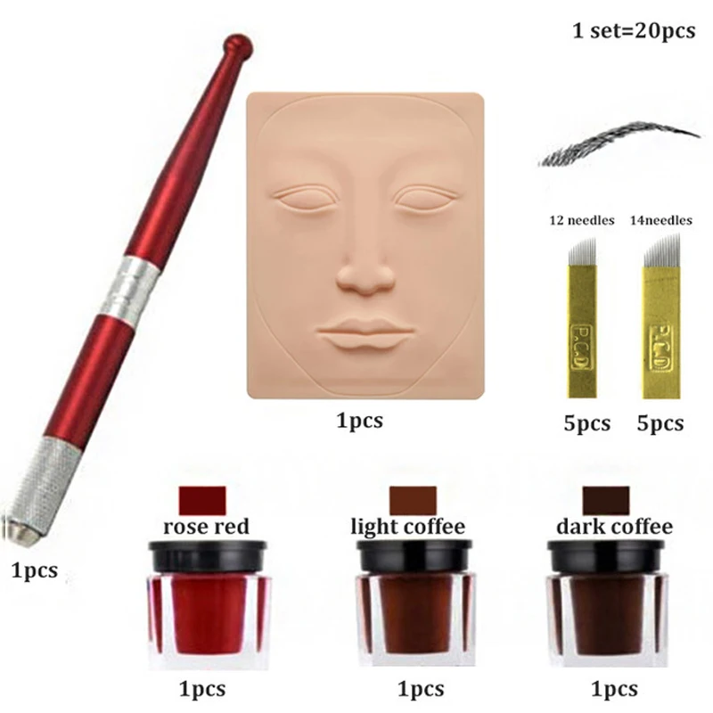 

1 Set Eyebrow Practice Tattoo Kits Microblading Pen Practice Skin Tattoo Needles Practice Ink Micropigmentation Tattoo Supplies