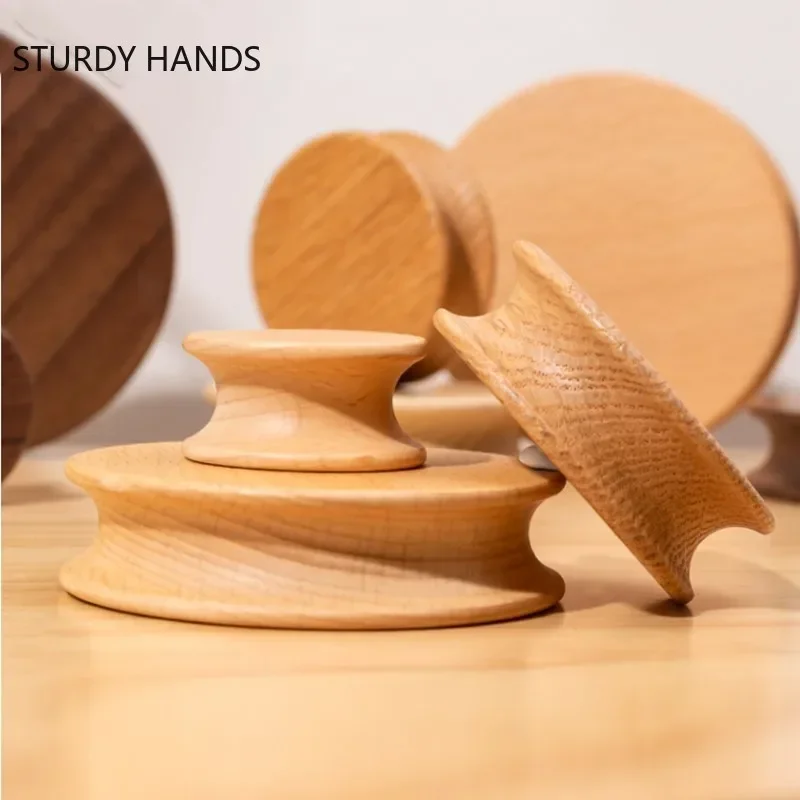 Round Single Hole Cabinet Knobs Furniture Solid Wood Handles Desk Drawer Pulls Door Handle Home Kitchen Hardware Accessories