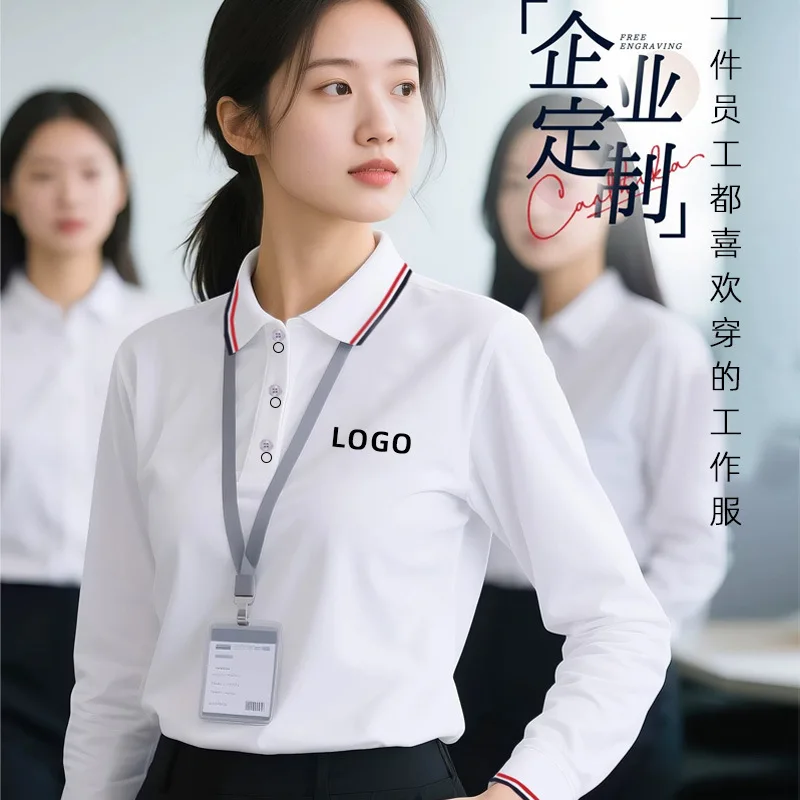 

High-End Long-Sleeve Shirt Custom Workwear With Printed Corporate Business Groups Turn-Down Collar Advertising Cul