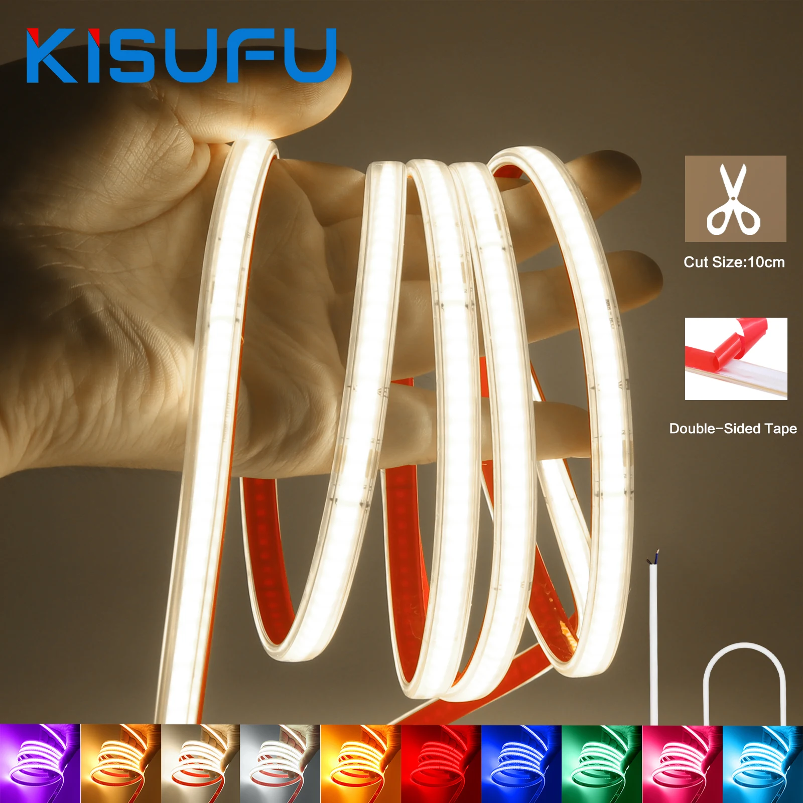 AC 220V COB Strip IP65 Waterproof Blue Warm White Natural Red High Bright 240Leds/M Flexible LED Ribbon Tape Kitchen Home Decor