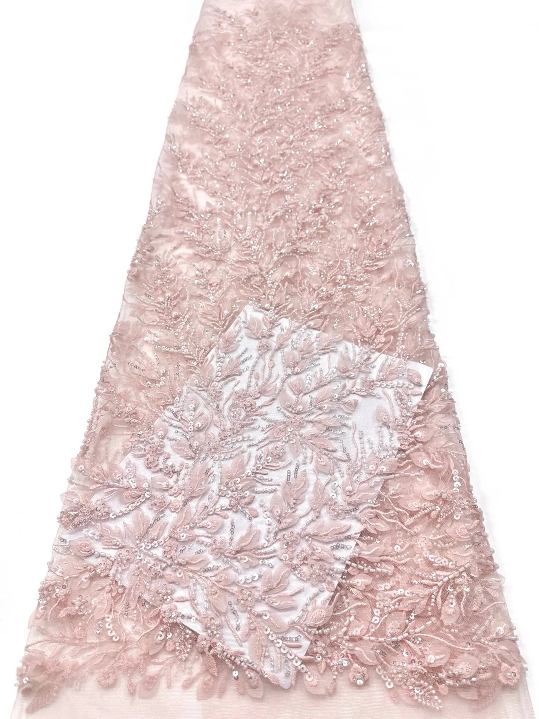 

Pink African Tulle Lace Fabric High Quality Lace Nigerian Sequins Beaded Lace Fabric French Laces for Party Dress Sewing