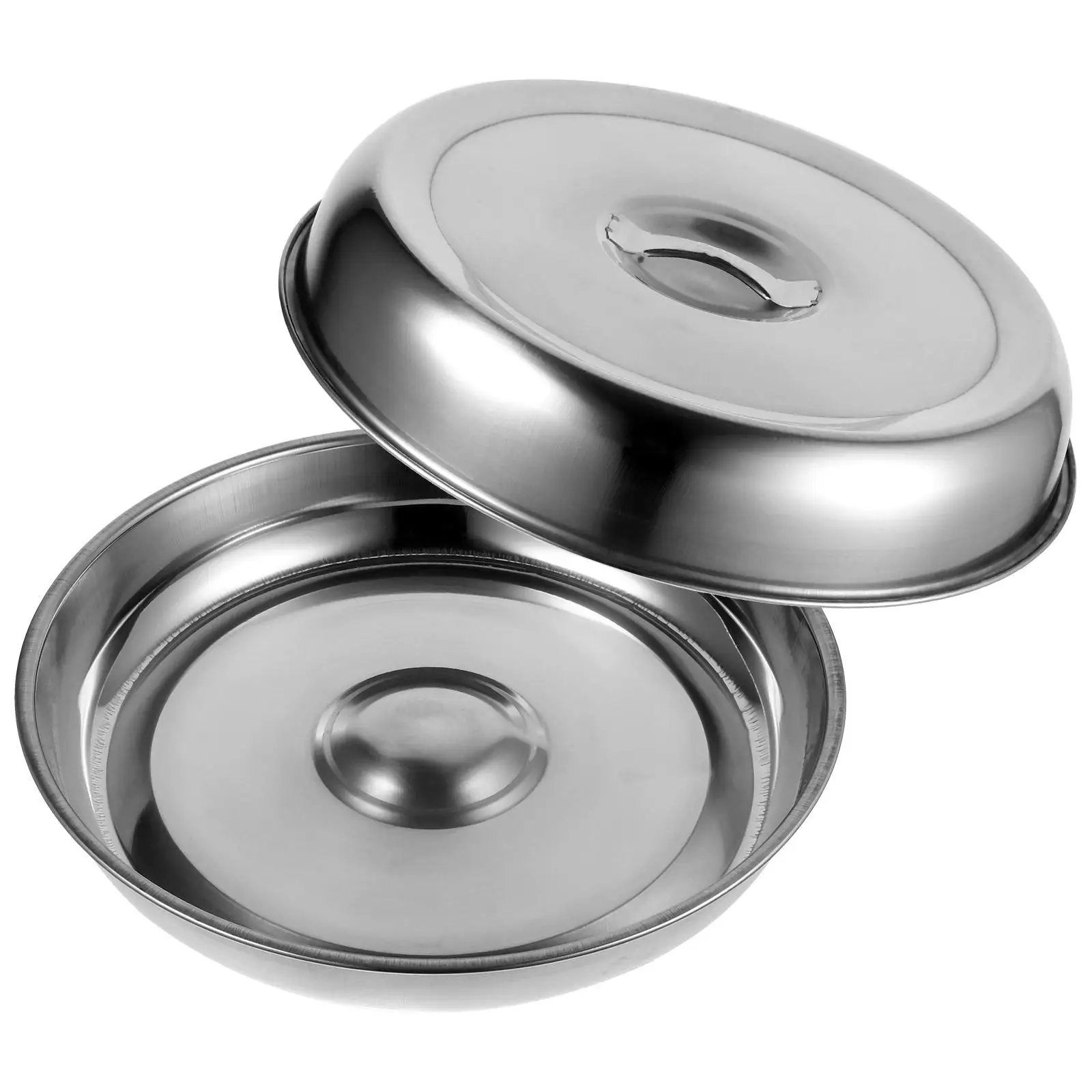 

2Pcs StainlessSteel Food Cover Round Dish Cover CookingHood OvenRound SteakProtective Silver HeavyDuty BackyardUse