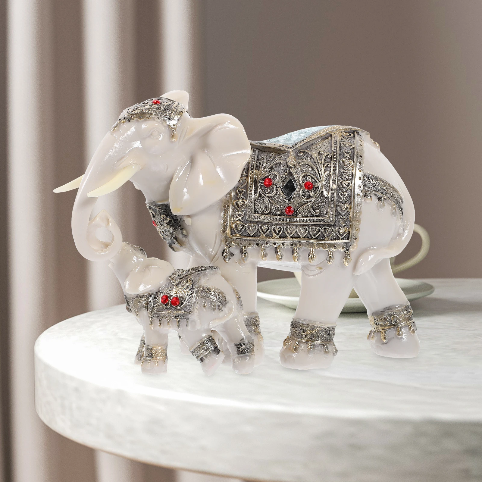

Resin Elephant Figurine Wealth Craft Statue Decorative Animal Office Home Desktop Lucky Elephants Small Adornments Tabletop