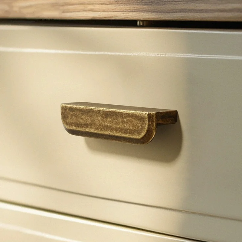 1pcs Vintage Bronze Cabinet Door Handle, Nordic Wardrobe Drawer Knob, Retro Weathered Zinc Alloy Solid Pulls