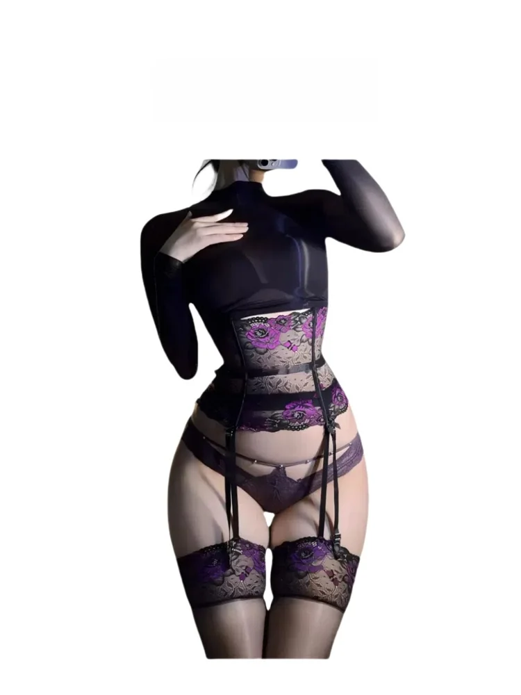 

Комплект женского декоративного нижнего белья Diva Rose Fibone: сексуальные модные трусики с эффектом масляного блеска и поясом-корсетом, популярный в интернете