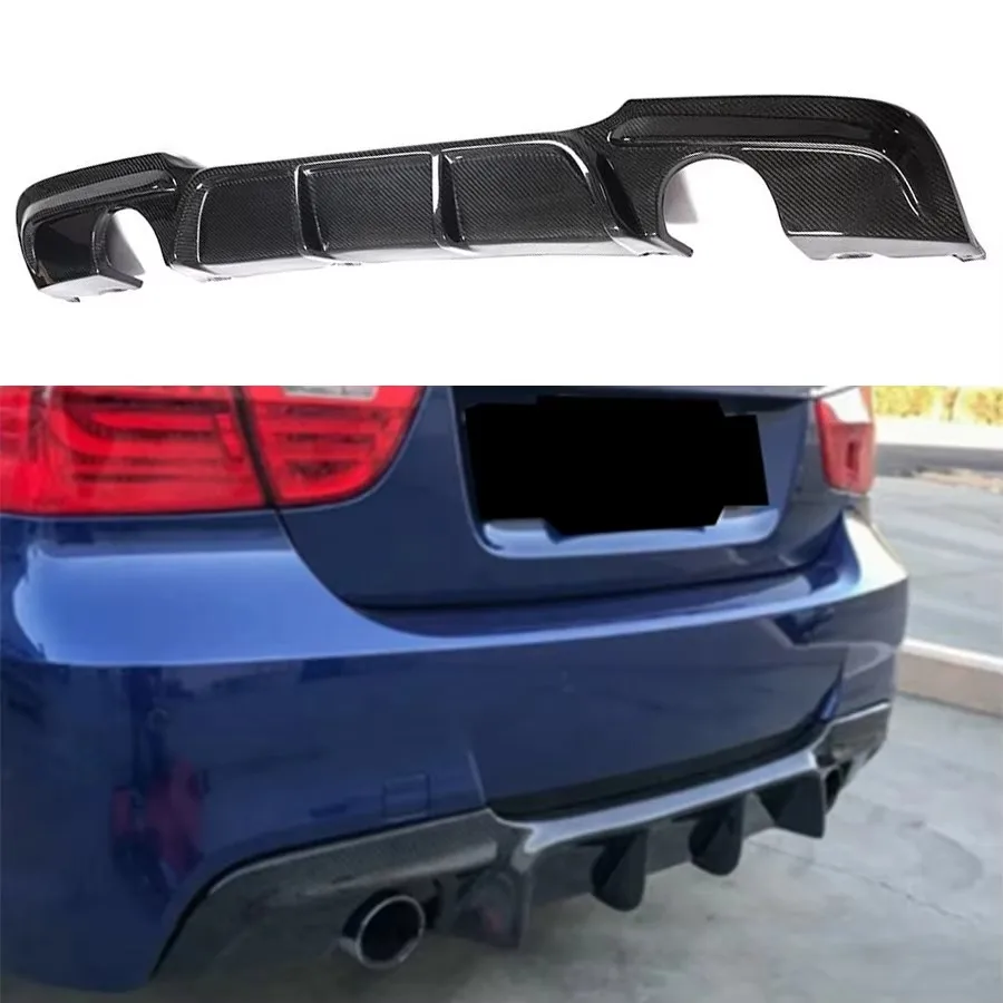 For BMW 3 Series E90 320 330 2005-2011 Carbon Fiber Car Rear Bumper Diffuser Rear Splitters Spoiler Back lip K Style Body Kit - view 2
