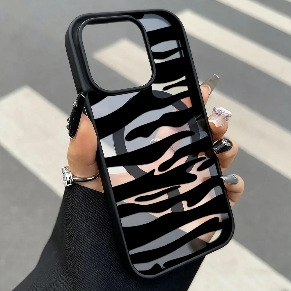 Zebra Stripes Matte Phone Case For iPhone 18 Pro Max Case iPhone 16 15 13 12 11 14 17 Pro Max For Magsafe Wireless Charge Cover