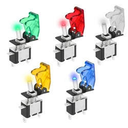 1PCS 12V 20A Toggle Switch LED Switch Car Auto Cover LED Light With Protective Cover SPST Toggle Rocker Switch Control On/Off