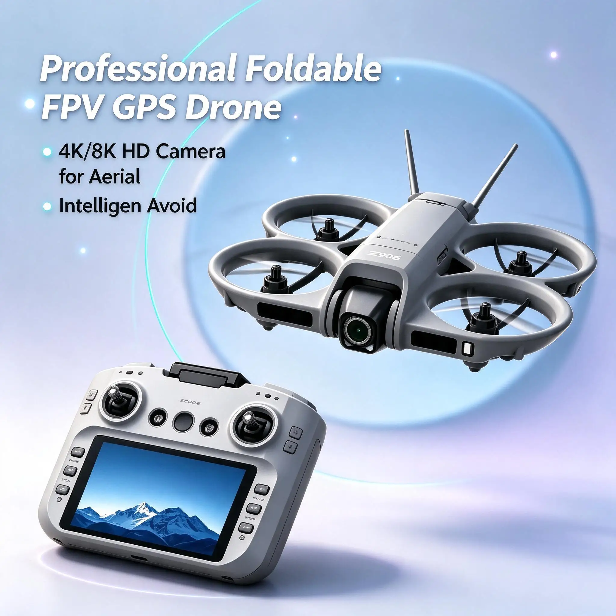 Z906 FPV Foldable Quadcopter Professional GPS Drone with 4K/8K HD Camera Brushless Motor Laser Obstacle Avoidance for Aerial