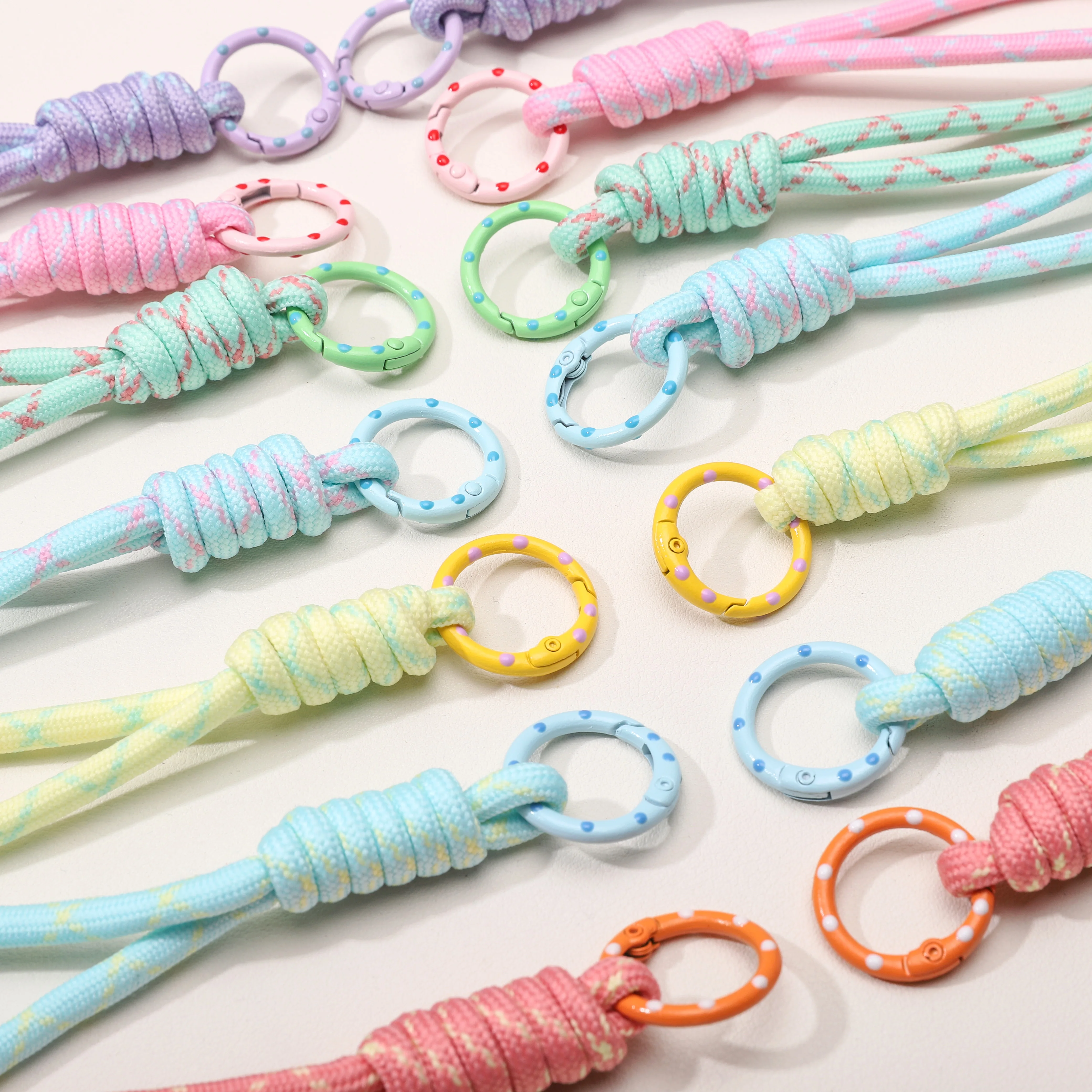 14.5cm 1pc/bag Fashion Multicolor Braided Phone Lanyard With Connector For DIY Jewelry Making Phone Chain Keychain Accessories