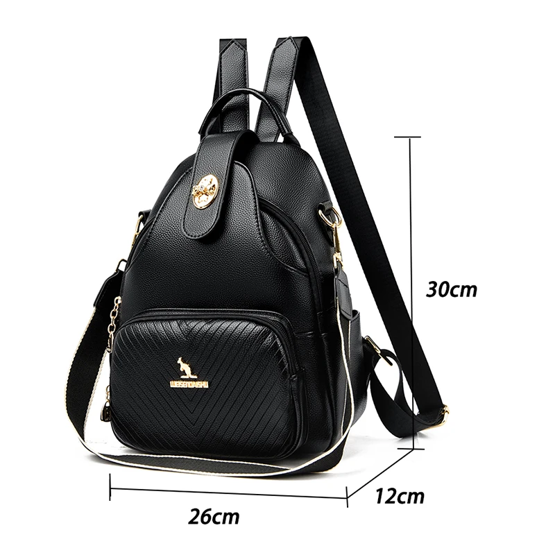 2024 New Women Large Capacity Backpack Purses High Quality Leather School Bags Ladies Travel Bagpack Girls Bookbag Shoulder Bags