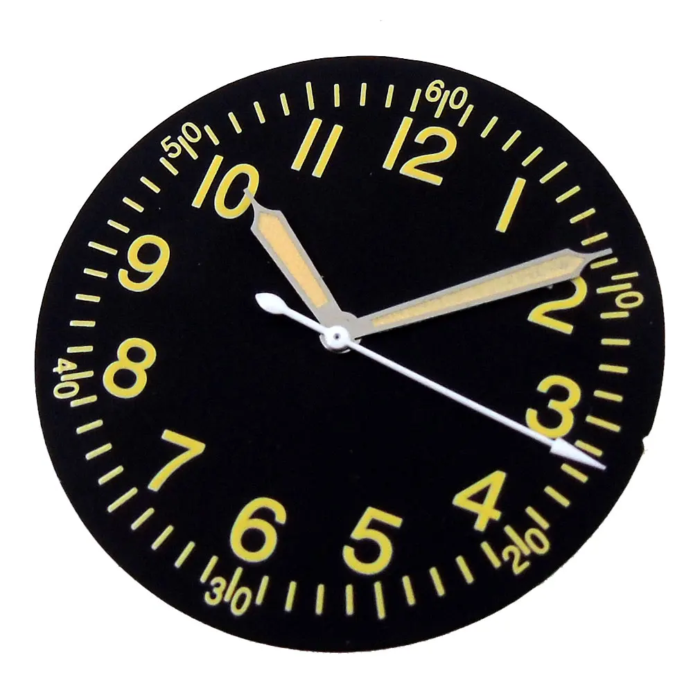 33.5mm Roman Number/Arab Mark Watch Parts Fit Automatic NH35A NH36A ETA 2836 33.5mm Creamy Yellow/Black Watch Dial Face Luminous