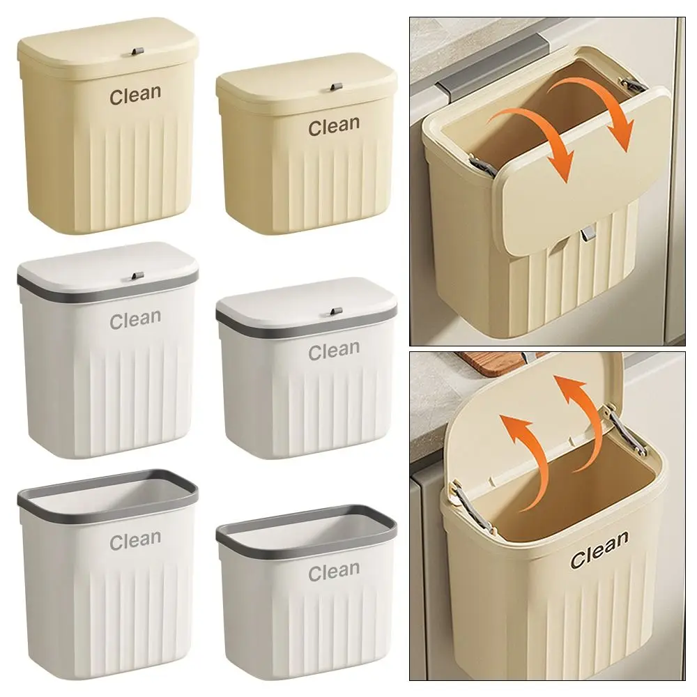 1Pcs Durable Cabinet Compost Trash Can Wall Mounted Under Sink Waste Garbage Bin Hanging With Lid Kitchen Bin