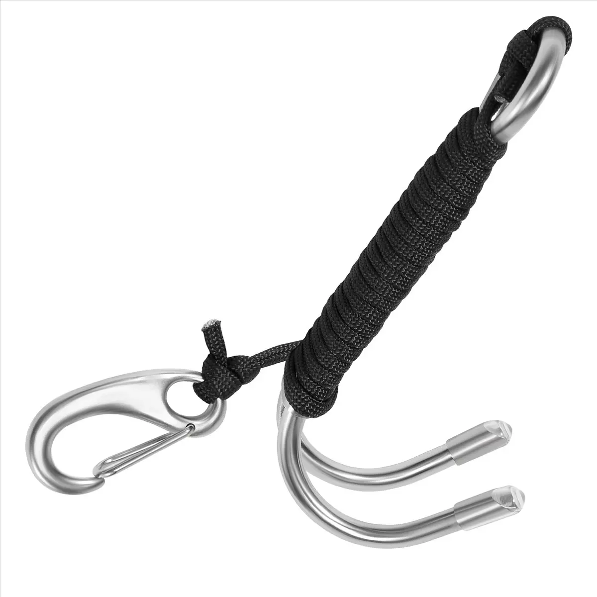 ABXY  Scuba Diving Double Dual Stainless Steel Reef Drift Hook with Line and Clips Hook for Current Dive Underwater,Black