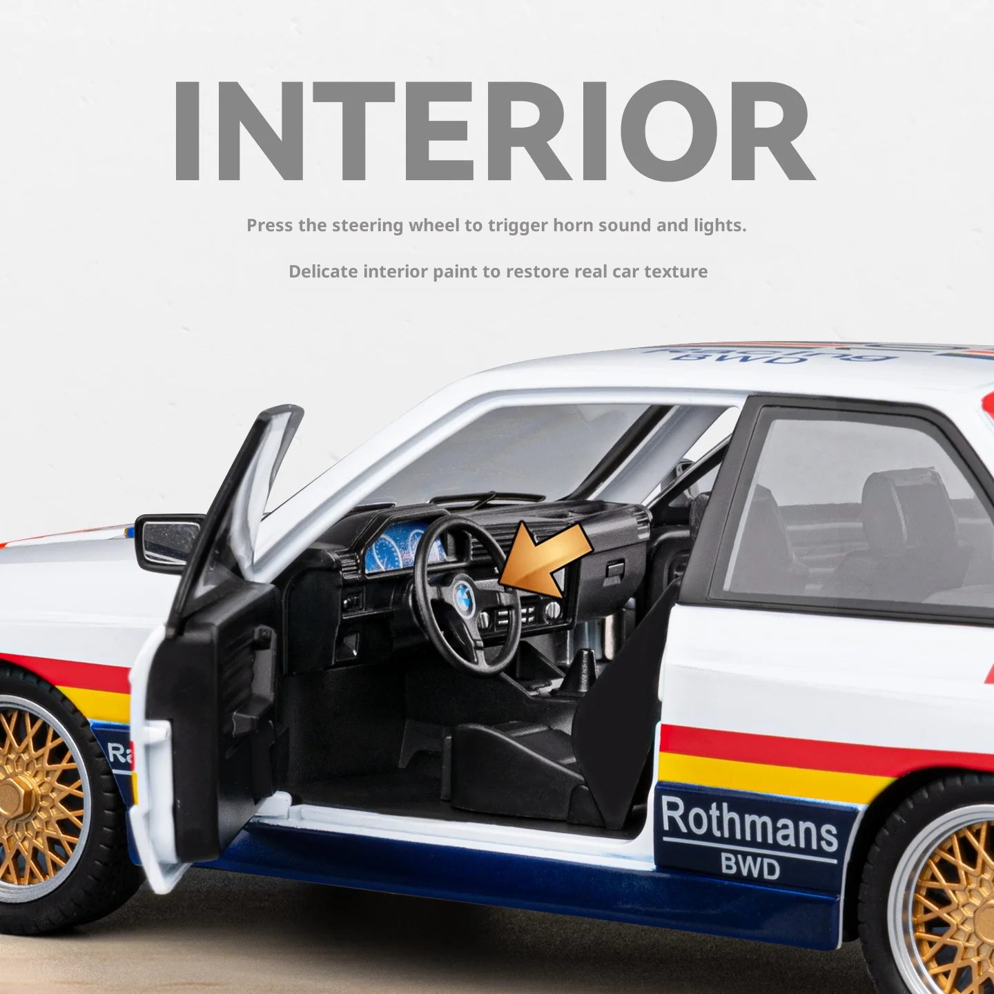 Modelo de coche BMW M3 fundido a presión de aleación a escala 1:24, adornos decorativos para vehículos coleccionables hechos a mano con precisión, regalos navideños