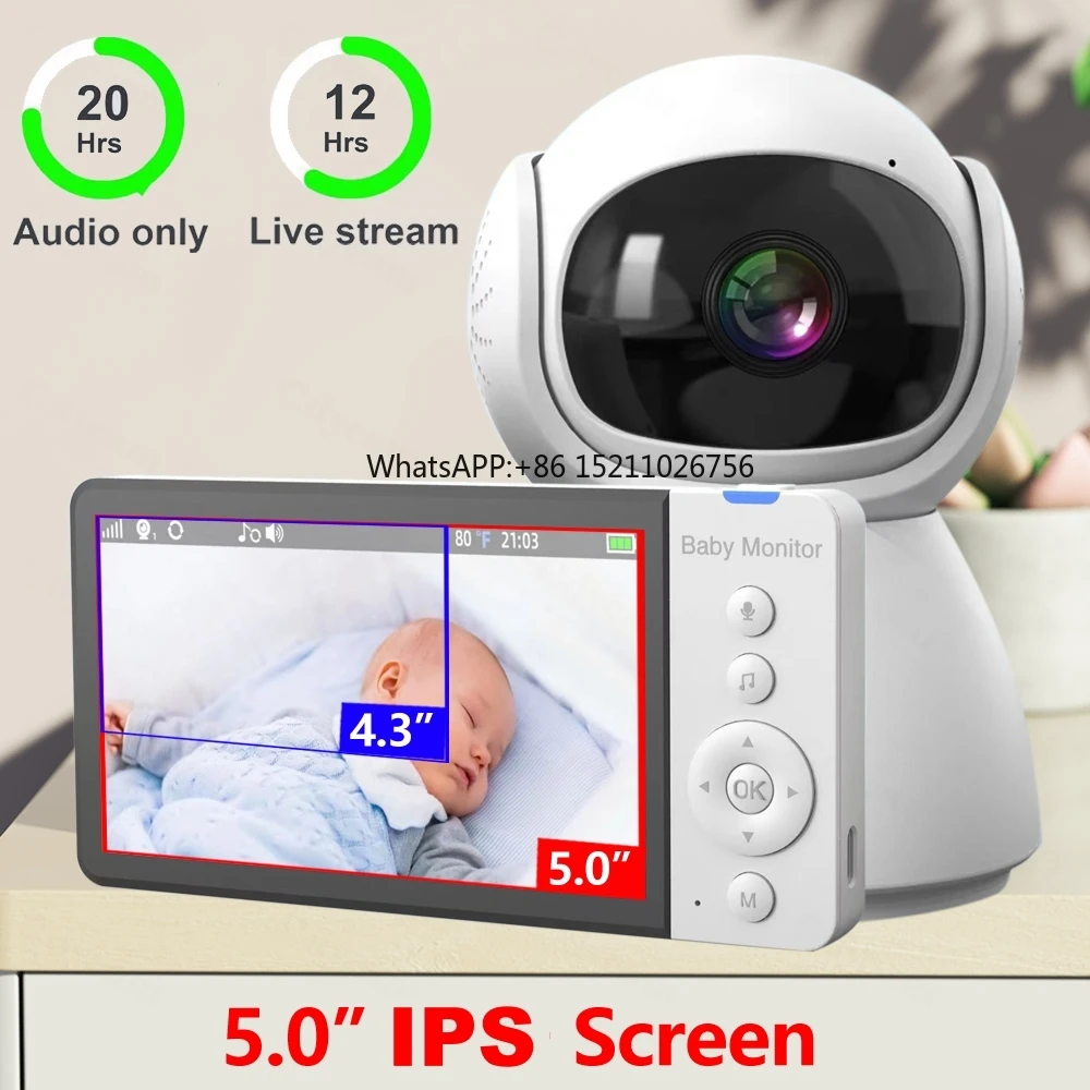 New 5 Inch Video Digital Baby Monitor Camera Hd 1080p Security Children Camera Night Vision Cry Babies Phone New Born Baby Items