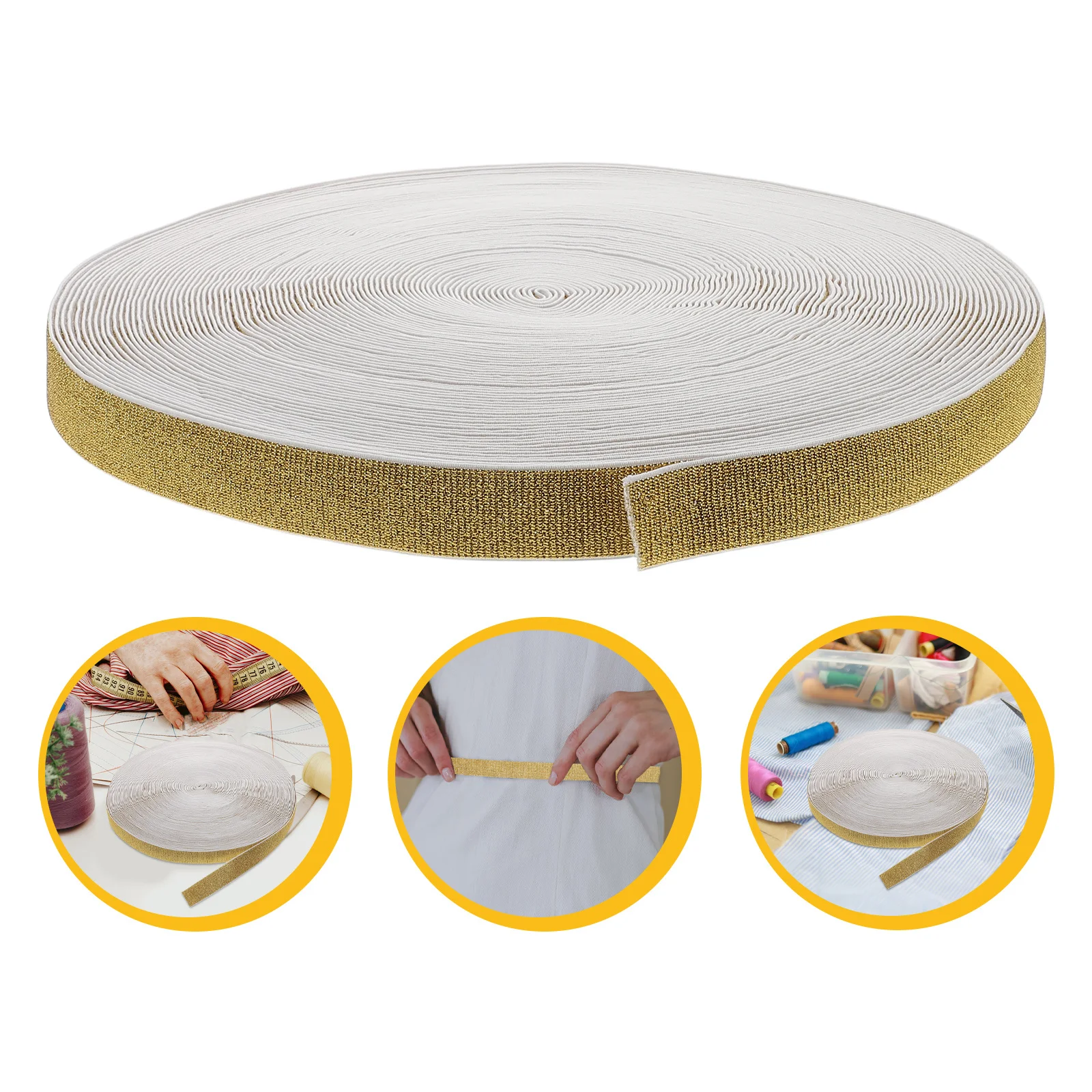 

1 Roll Metallic Stretch Glitter Elastic Band Wide Woven Ribbon Sewing Crafting Durable Fashion Garment Accessory