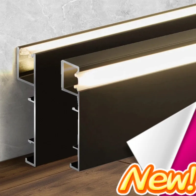 

50MM Skirting Board LED Profile With Lamp Slot Moisture-Proof Wall Decoration Baseboard Hotel Stairs Corridor Wall Mounted Light