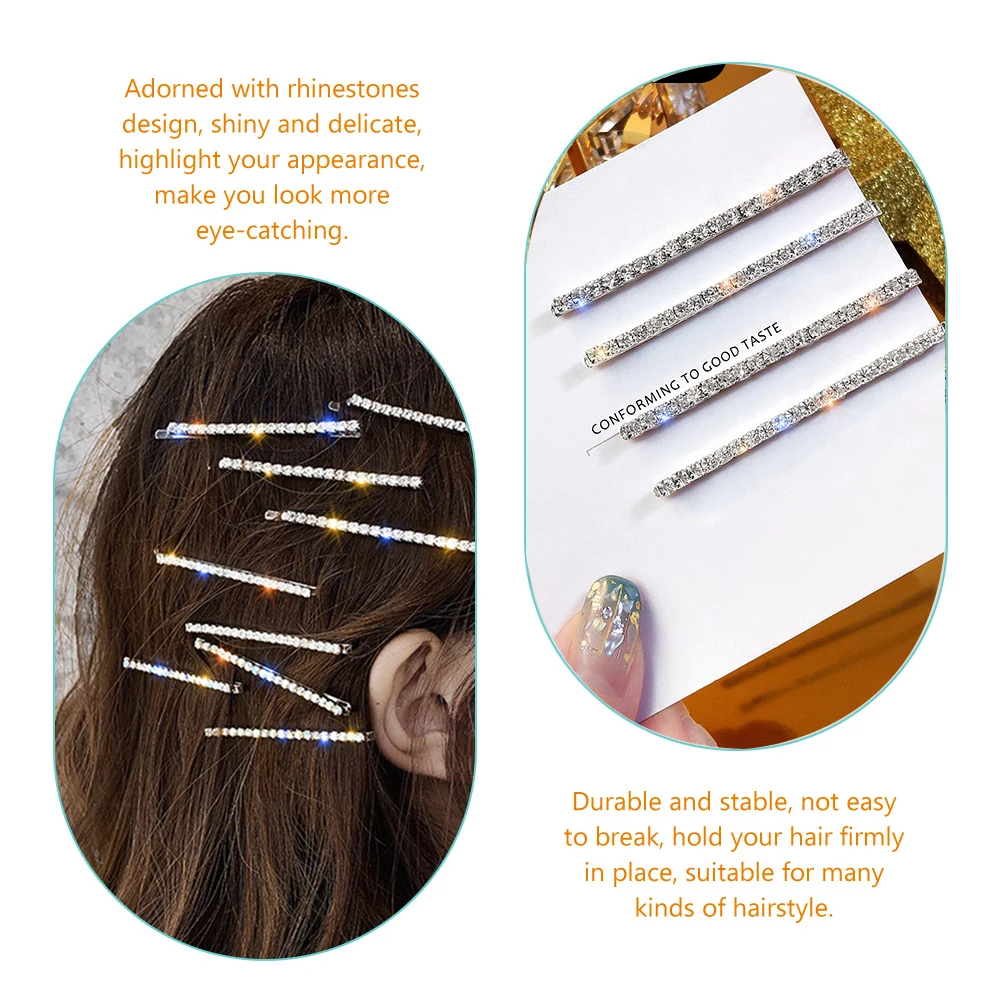 

12Pcs Rhinestones Hair Clips Stylish Shiny Bobby Pin for Girls Women Bridal Wedding Hair Accessories Bobby Pin