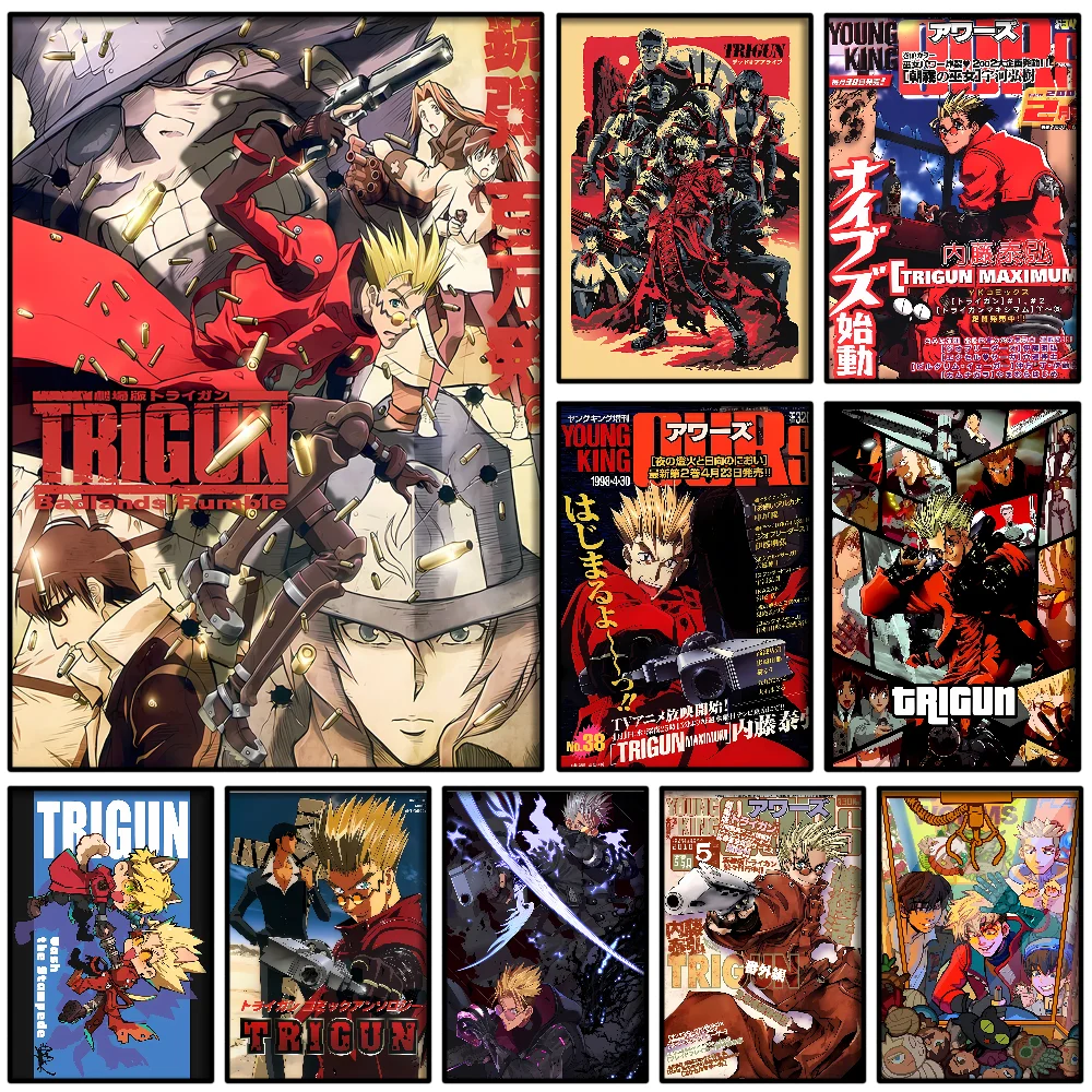 1PC Anime Movie Trigun VASH The Stampede Poster Self-adhesive Art Waterproof Paper Sticker Coffee House Bar Room Wall Decor