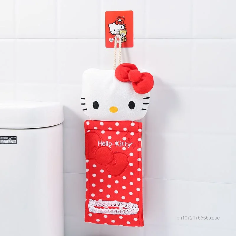 Sanrio Hello Kitty pluszowe uchwyt na ręcznik papierowy Anime kreatywne papier toaletowy pudełka nieperforowane ściany wiszące łazienka w domu półki