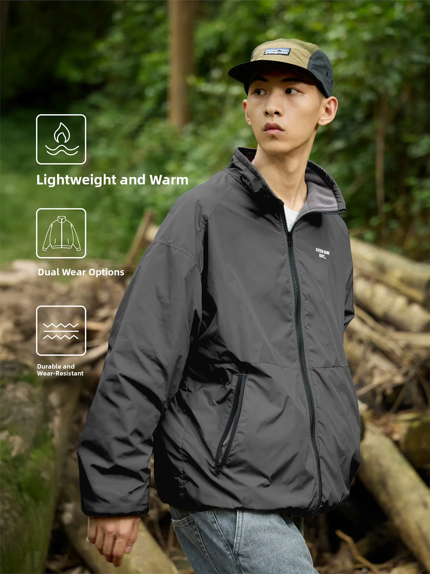 

Мужская винтажная спортивная куртка Resti с флисовой подкладкой, двусторонняя, осенне-зимняя, с отложным воротником, теплая, из полиэфирного волокна