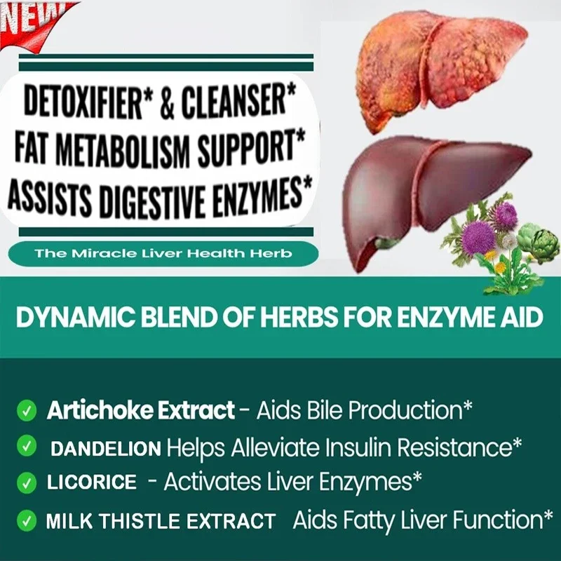 Liver Capsules Alfalfa, Dandelion + Milk Thistle Liver Detox and Cleanse for Healthy Antioxidants and Detoxifiers