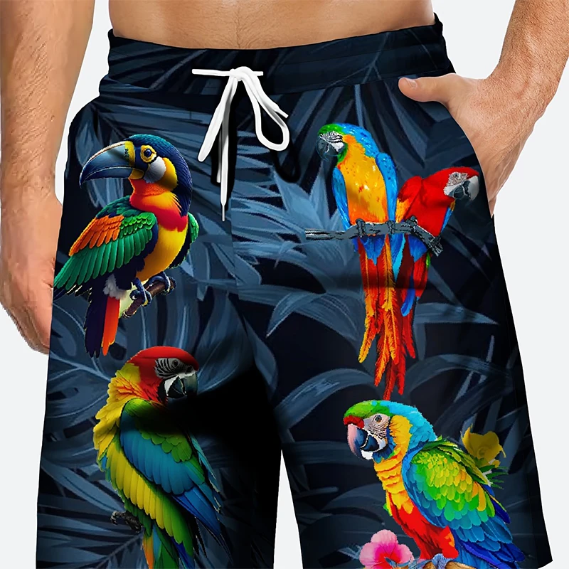 Summer Hawaiian Beach Parrots Graphic 3D Print Men Women Holiday Trunks Casual Surfing Board Shorts Swimwear Kid Men\'s Clothing