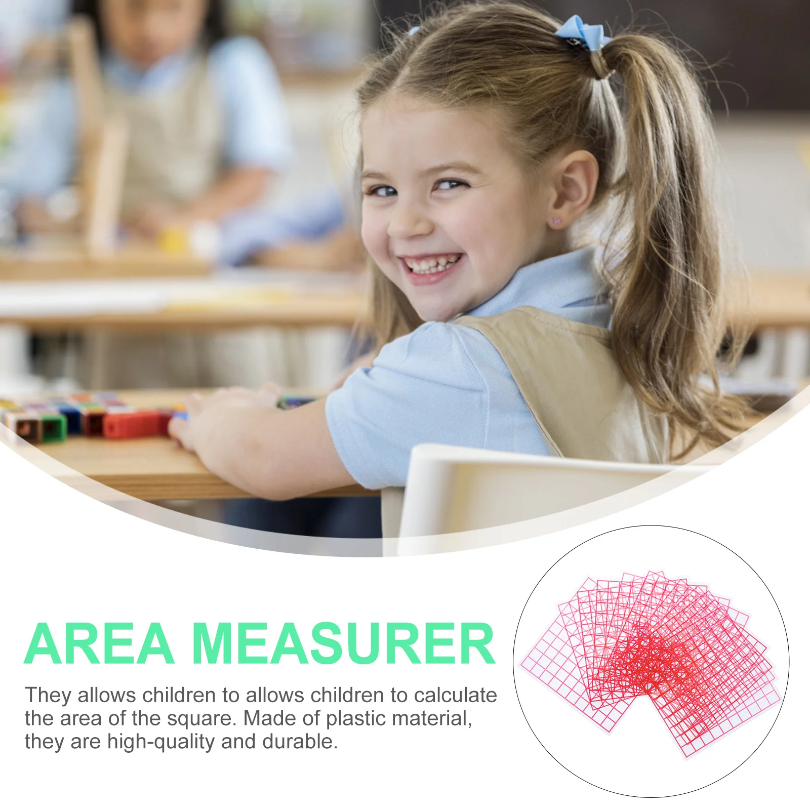 

10Pcs Math Education Tools Square Grid Plates 100 Squares Per Sheet Area Measuring Device for Classroom Use Math Education Toys