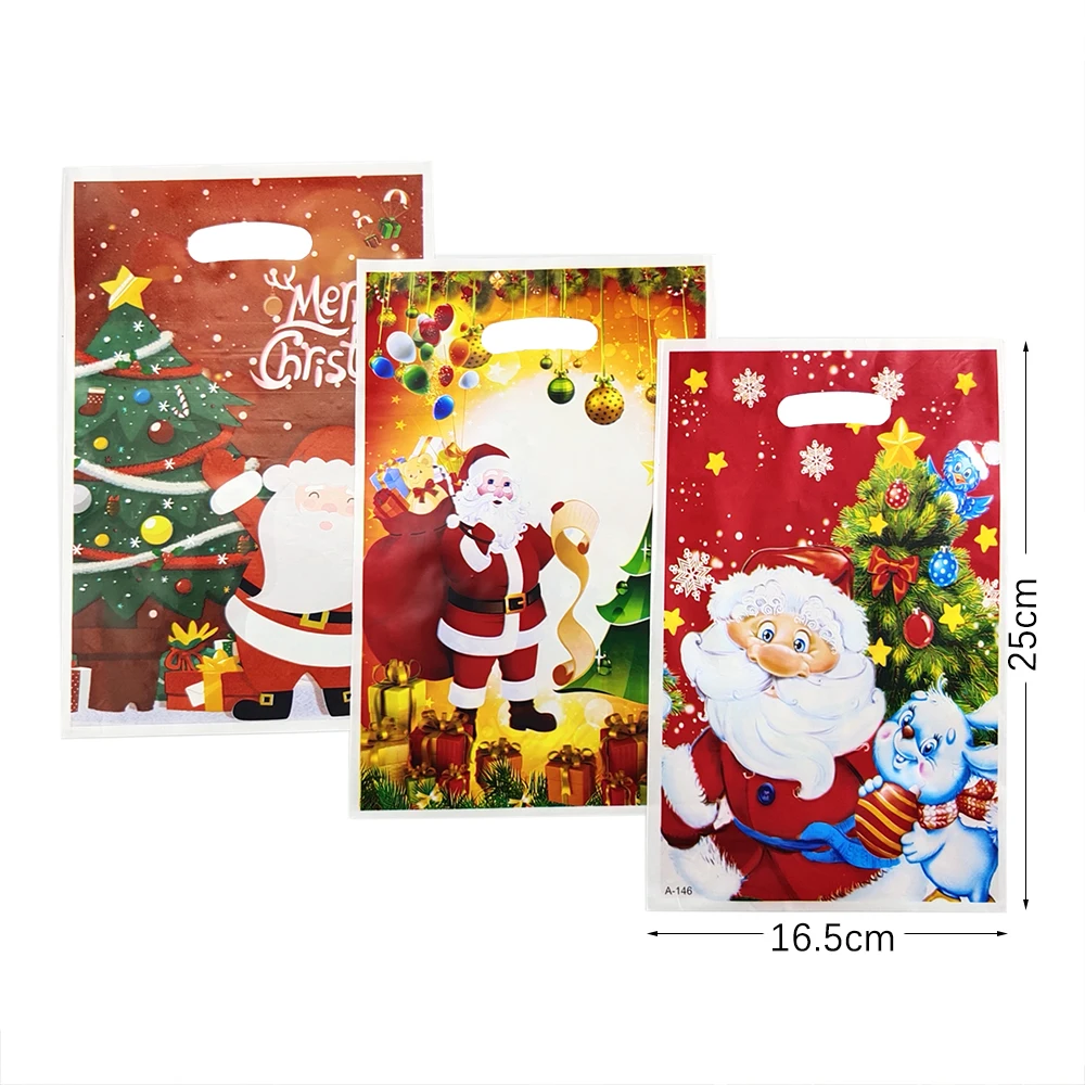 10pcs Christmas Gift Bags Santa Claus Elk Xmas Tree Candy Bags Christmas Decorations for Home Loot Bag New Year Party Bags Favor