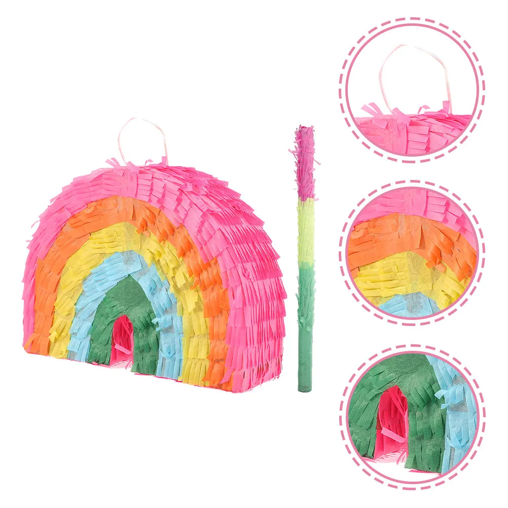 

1 set Rainbow Pinata Party Stick Candy Filler Birthday Decoration Supplies For Shower Celebration Decor