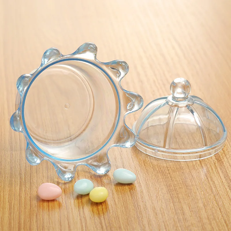 12pcs/lot Crown Candy Box Transparent Chocolate Boxes Packing Box Bride Groom Wedding Decoration Birthday Party Favor Gifts