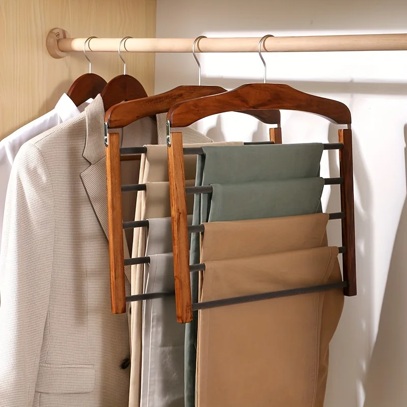 Perchero multifuncional de madera maciza para pantalones, perchero de madera para el hogar, toalla, bufanda, estante de almacenamiento de corbatas, flocado sin marcas